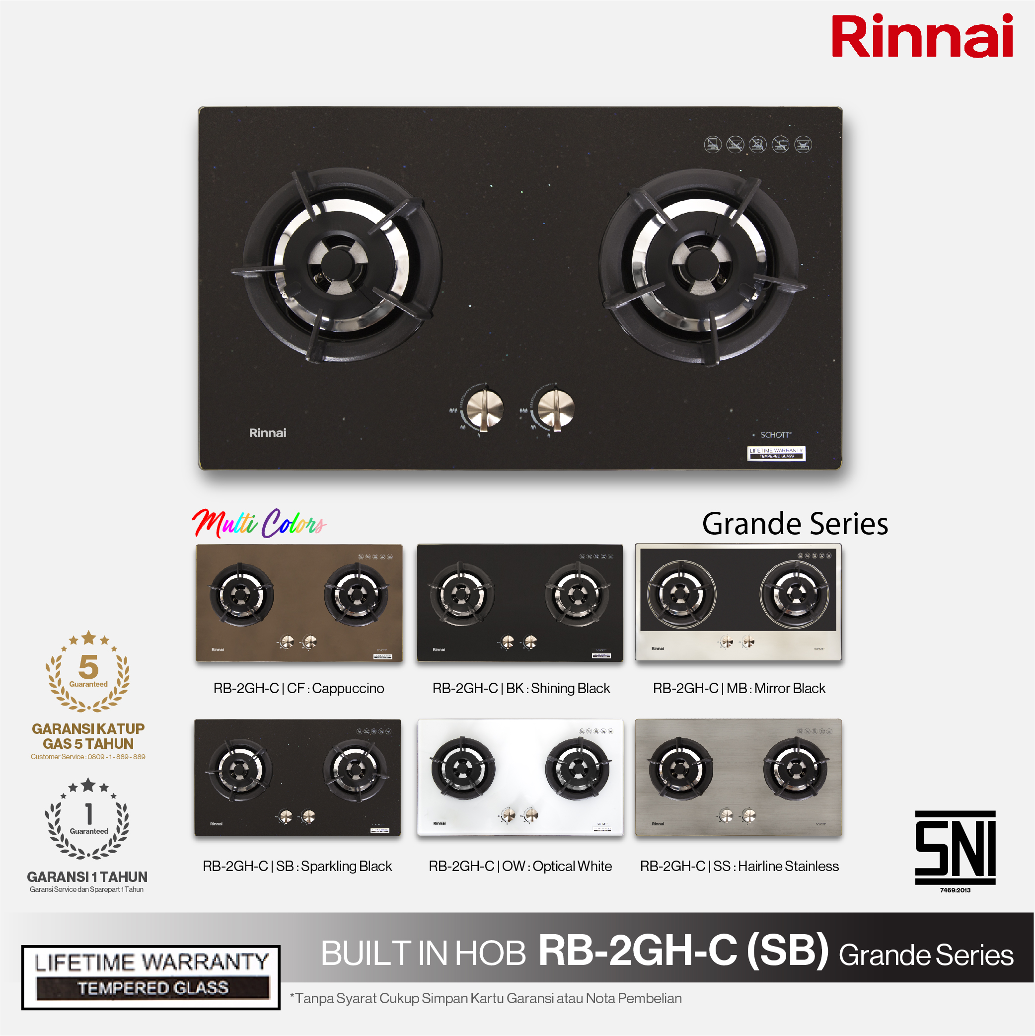 Rinnai Kompor Tanam 2 Tungku Grande - RB2GH SB